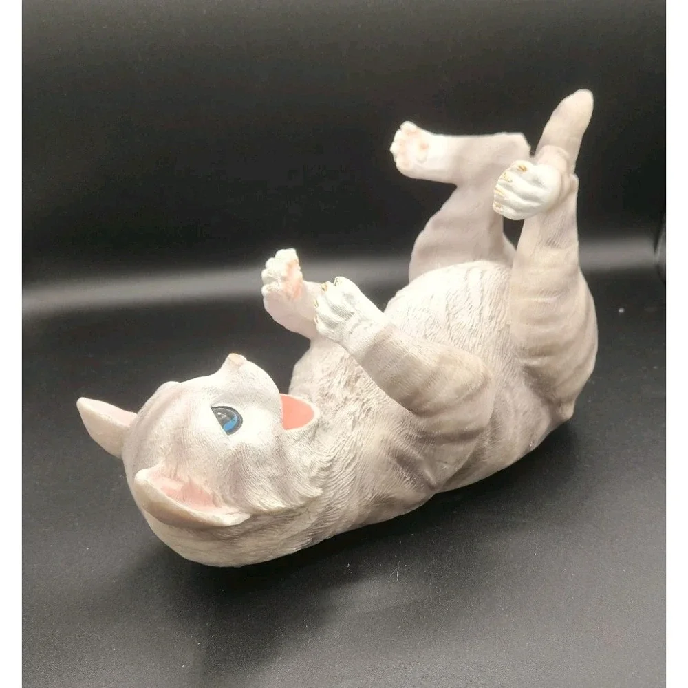 Gray Cat Tipsy Kitty Wine Bottle Holder Sculpture Unique Tabletop Wine Rack Used